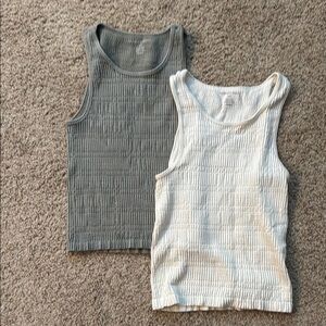 Ribbed Tank Top Duo - sage & White